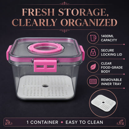 Plastic Food Storage Container – Clear, Airtight 1400ML | Lunchie Bunchie