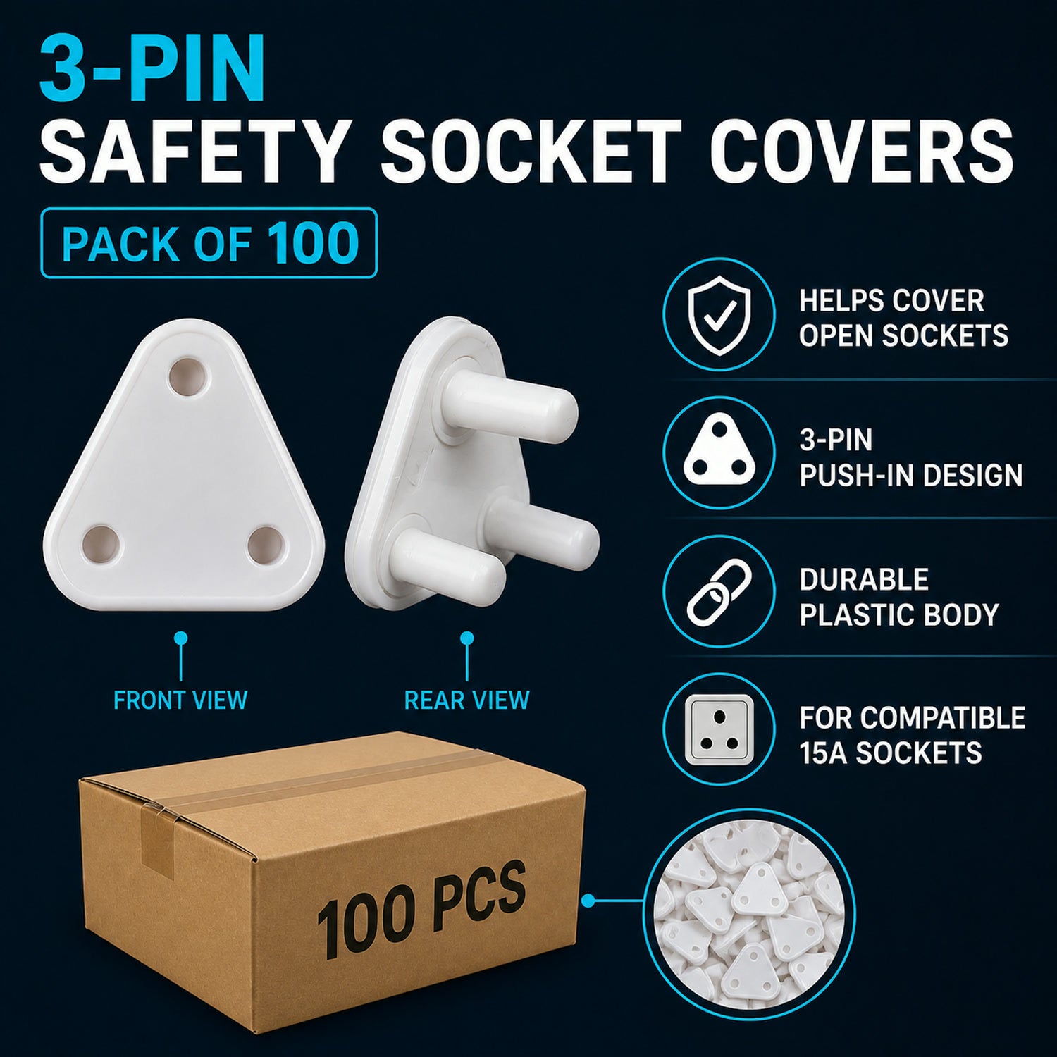 Baby Safety Socket Cover – 100 Pc Outlet Plug Protector | Velva Baby