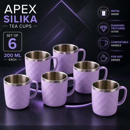 Stainless Steel Tea Cup Set – Elegant 200 ml Double Wall Design