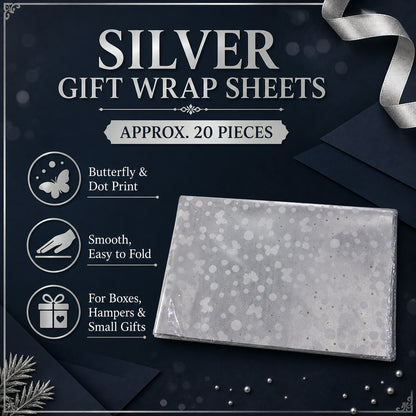 Silver Decorative Gift Wrapping Paper Sheets – 20 Pieces Premium Pack