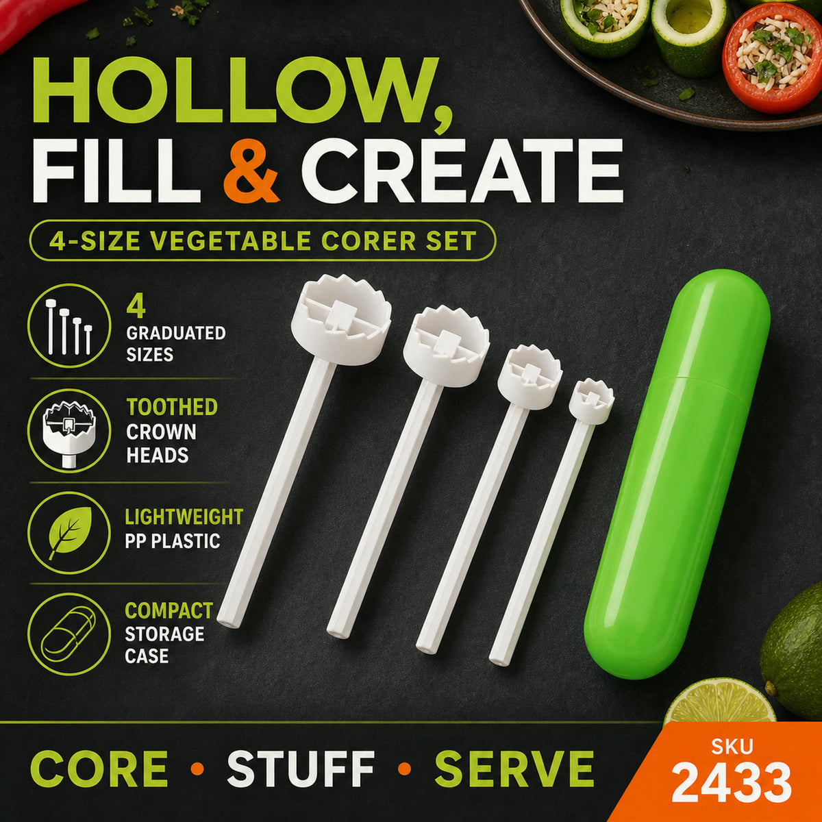 Vegetable Corer – Stuffed Veggie Drill Tool | Quickslice