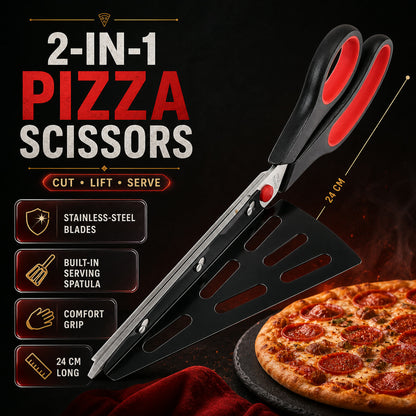 Pizza Cutter Scissors – Stainless Steel with Removable Spatula | Quickslice