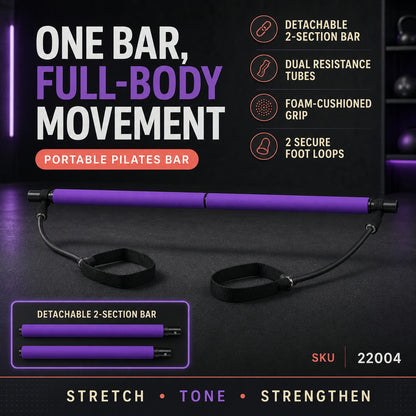 Pilates Bar with Resistance Bands – Full-Body Home Workout Kit