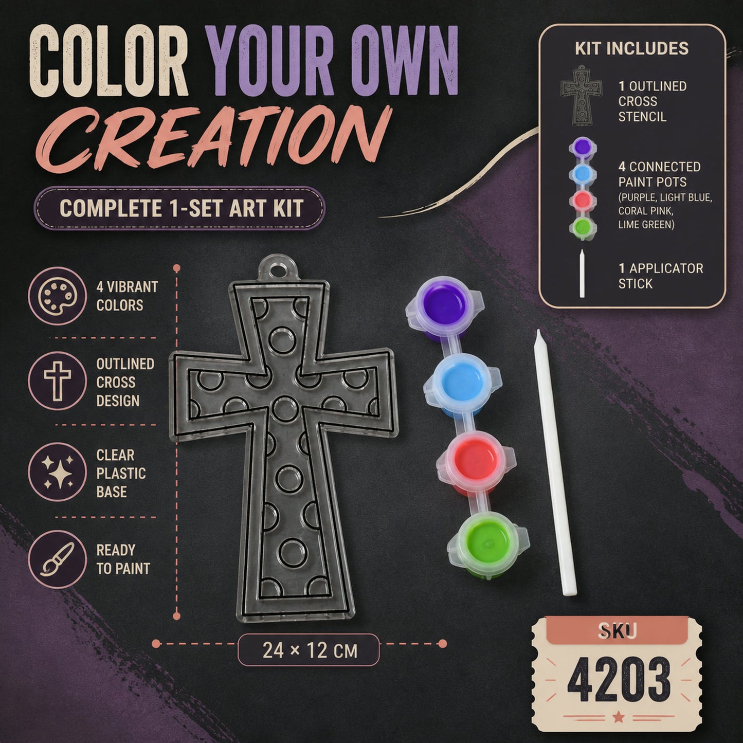 Acrylic Paint by Number Kit for Adults – 4 Colors | Craftily