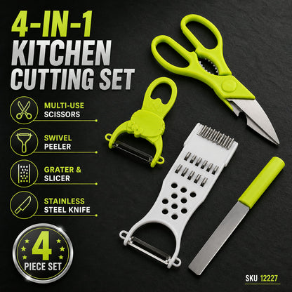Kitchen Cutting Set – 4-Piece Stainless Steel Multi-Tool Kit
