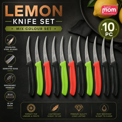 Lemon Knife Set – 10 Pc Stainless Steel Kitchen Cutting Knives