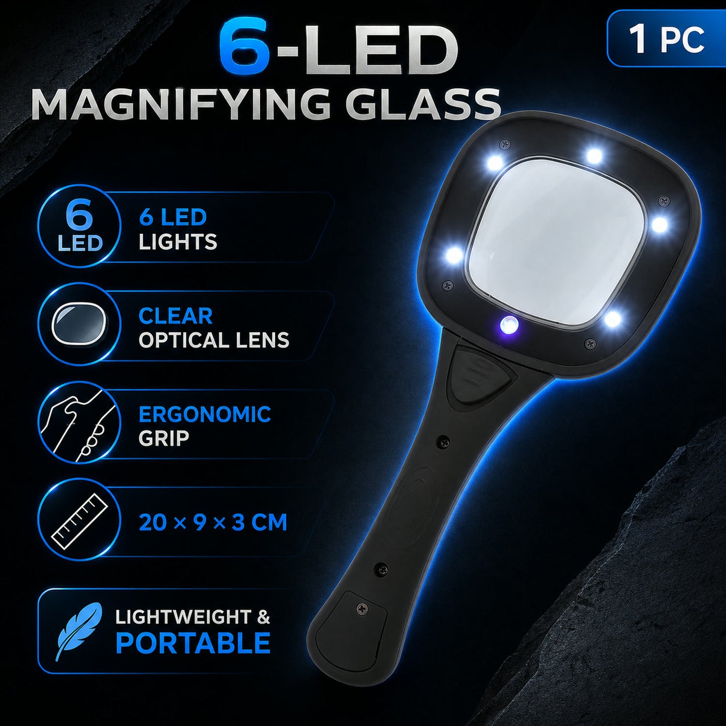 LED Magnifying Glass – 6-LED Lighted for Reading | worko