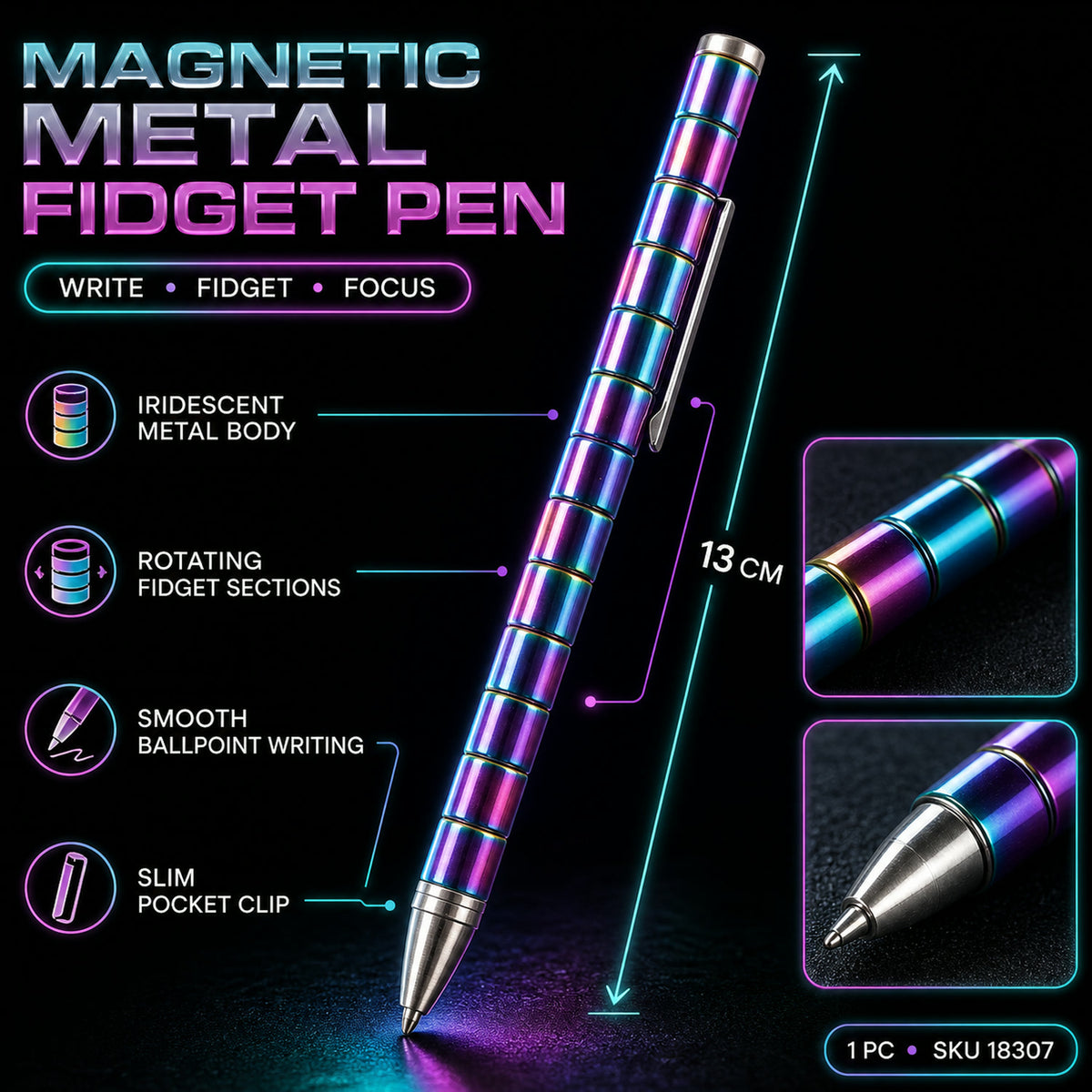 Magnetic Pen – Fidget Spinner & Stress Relief Metal Pen | InkGlow