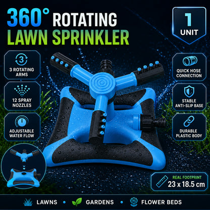 Garden Water Sprinkler – 360° Rotating for Full Coverage