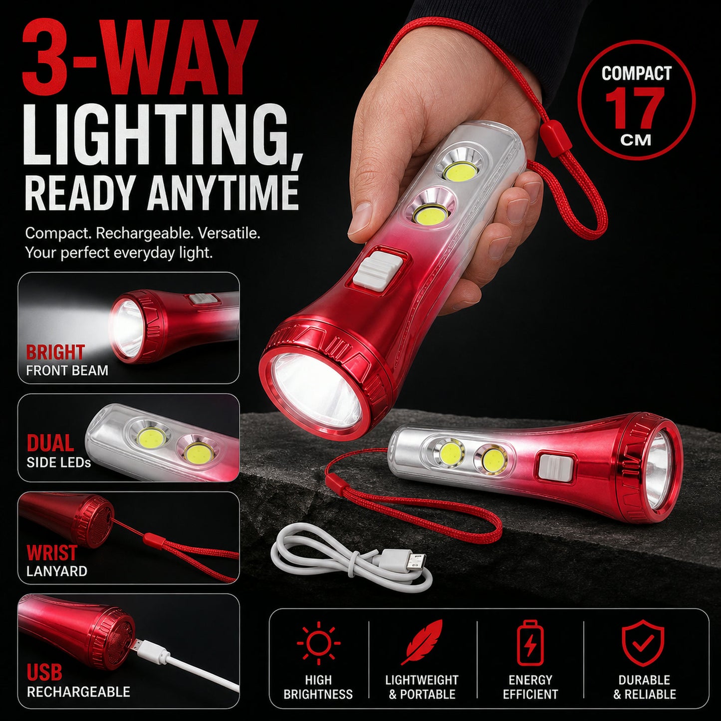 LED Torchlight – USB Rechargeable & Multi-functional | DeoDap