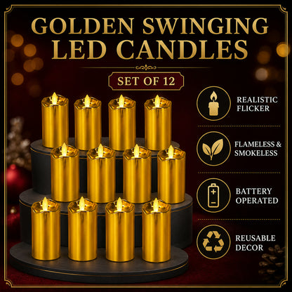 Flickering LED Candles (12 pcs) – Realistic Flame Decor | JubileeJoy