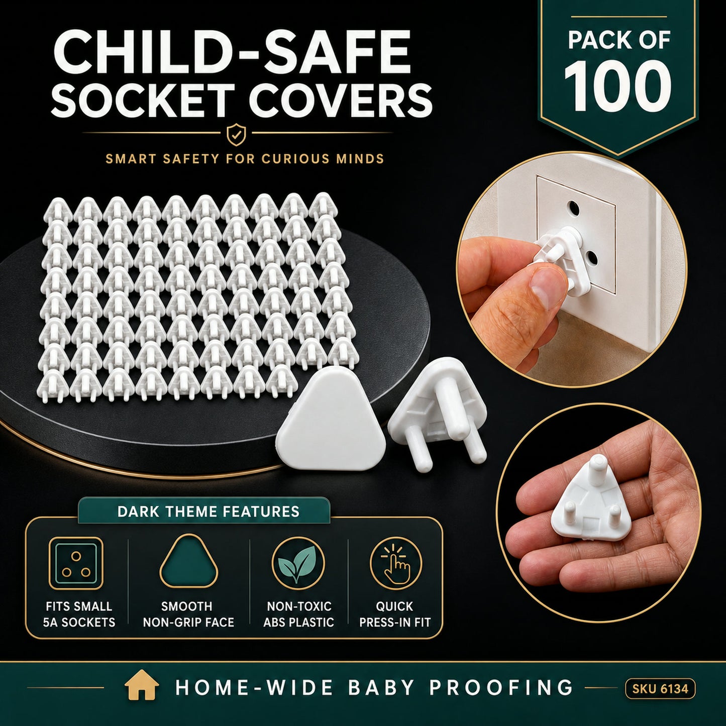 Baby Socket Covers – 100-Pc Child Safety Outlet Plugs | Velvet Wheels
