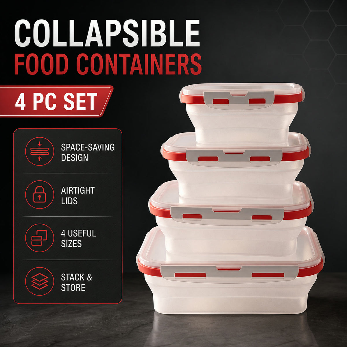Collapsible Food Storage Container Set – Space-Saving & Airtight