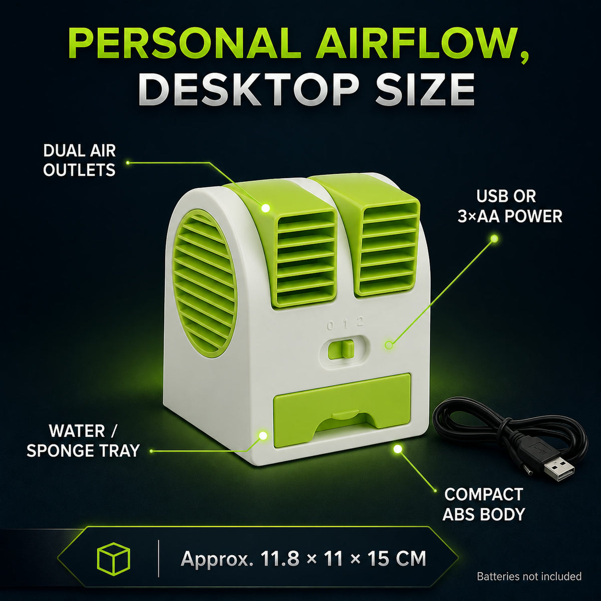 Dual Bladeless Mini Air Conditioner – USB & Fragrance