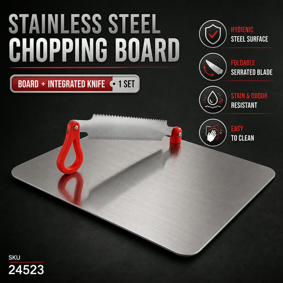 Stainless Steel Multipurpose Chopping Board – Hygienic & Durable for Kitchen