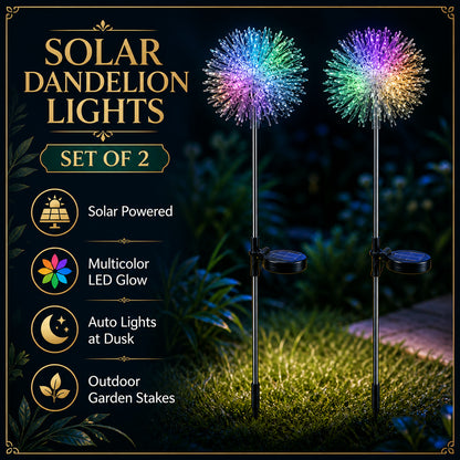 Solar Powered Dandelion Garden Lights – 2 Pc Multicolor LEDs