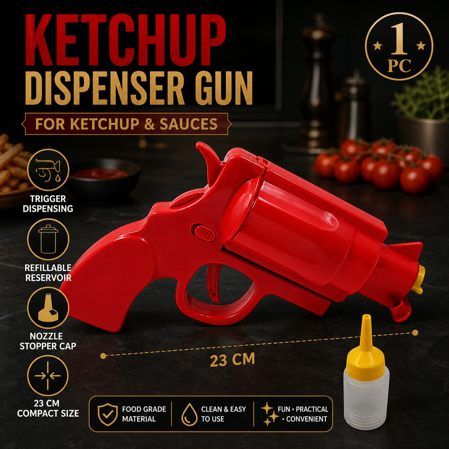 Ketchup Dispenser Gun – Leak-Proof Sauce Spray Bottle