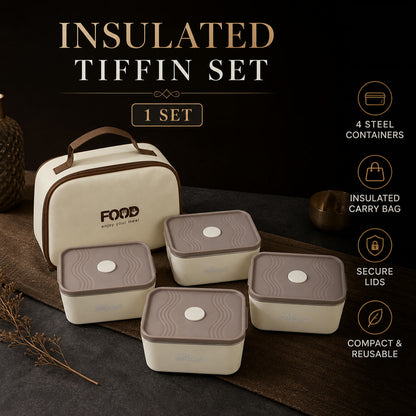 Insulated Tiffin Lunch Box Set – Keeps Food Warm & Cool