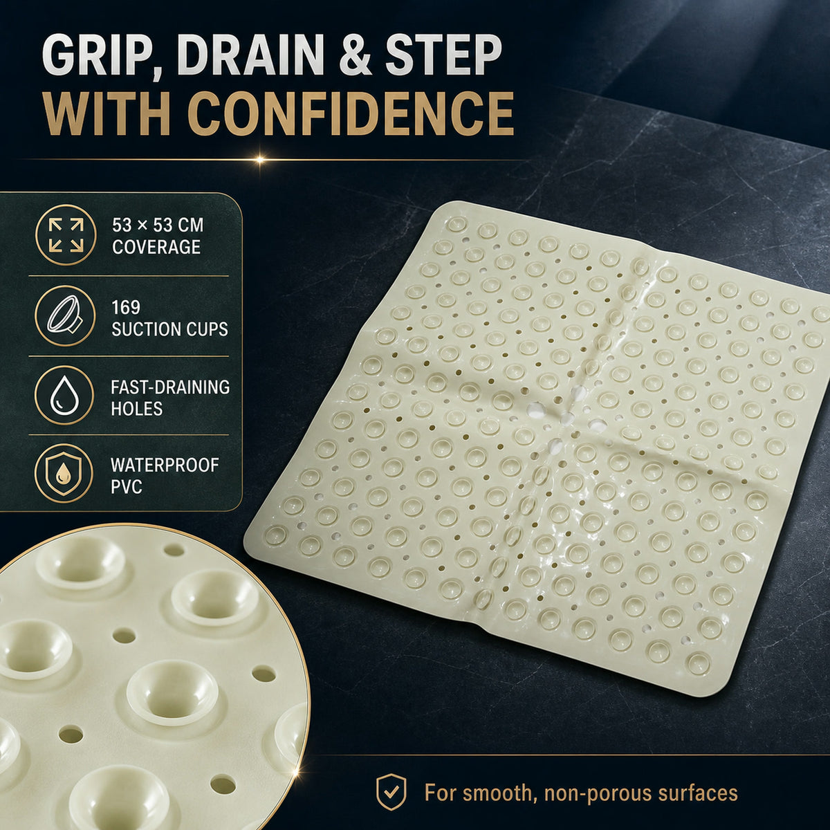 Anti-Slip Bath Mat – Secure Suction Cups for Bathroom Safety