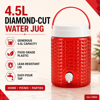 Plastic Water Jug 4.5 Litre – Diamond Cut & Leakproof | ChillPour