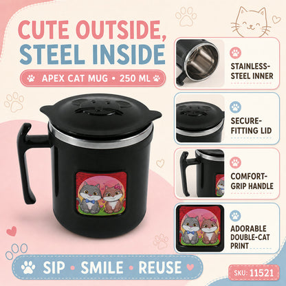 Cat Mug – 250 ml Insulated Stainless Steel for Kids & Gifting