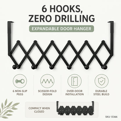 Door Hanger – 6 Hook Steel Coat Rack for Home Organization | GlimmerHome