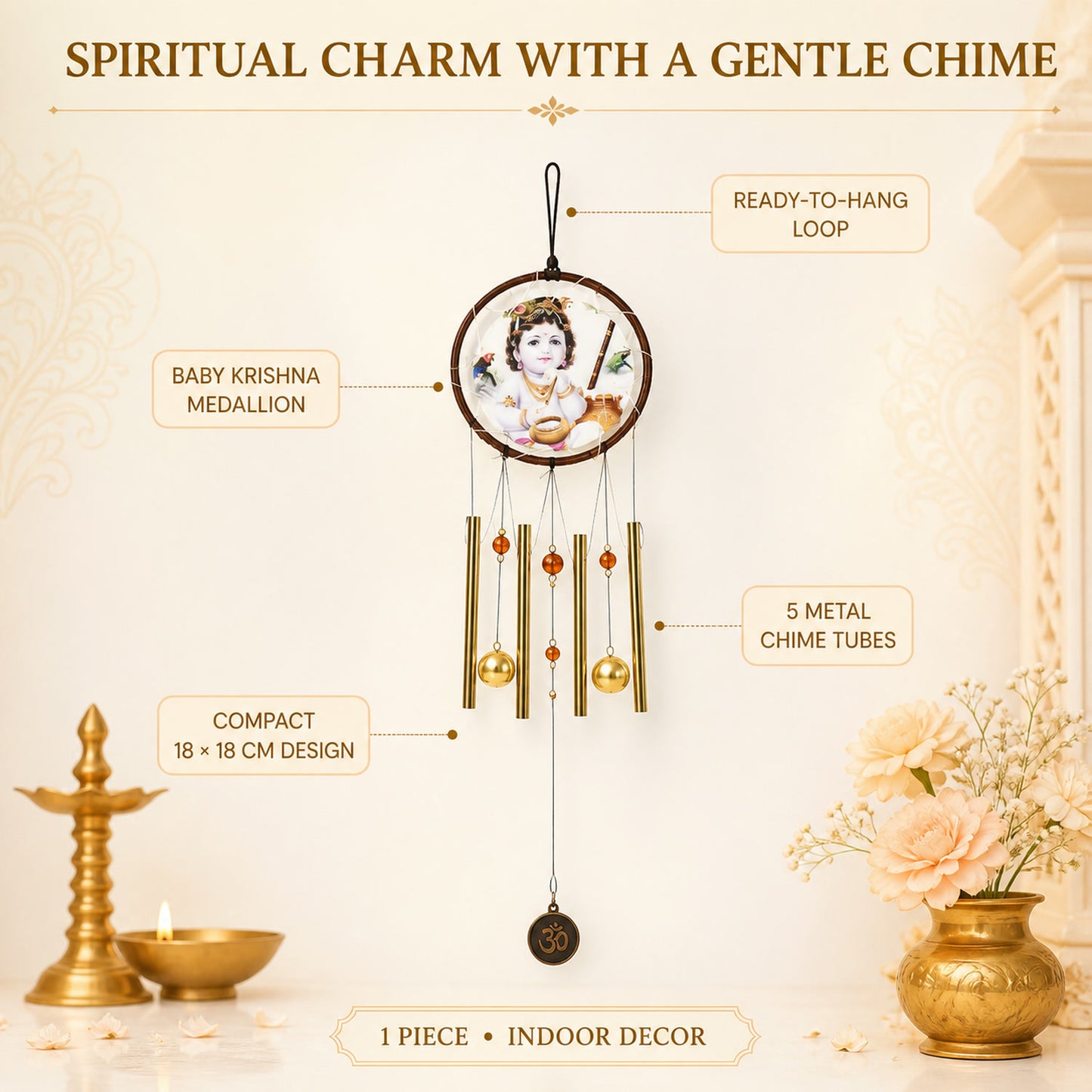 Krishna Dream Catcher Wind Chime – Spiritual Melody Decor