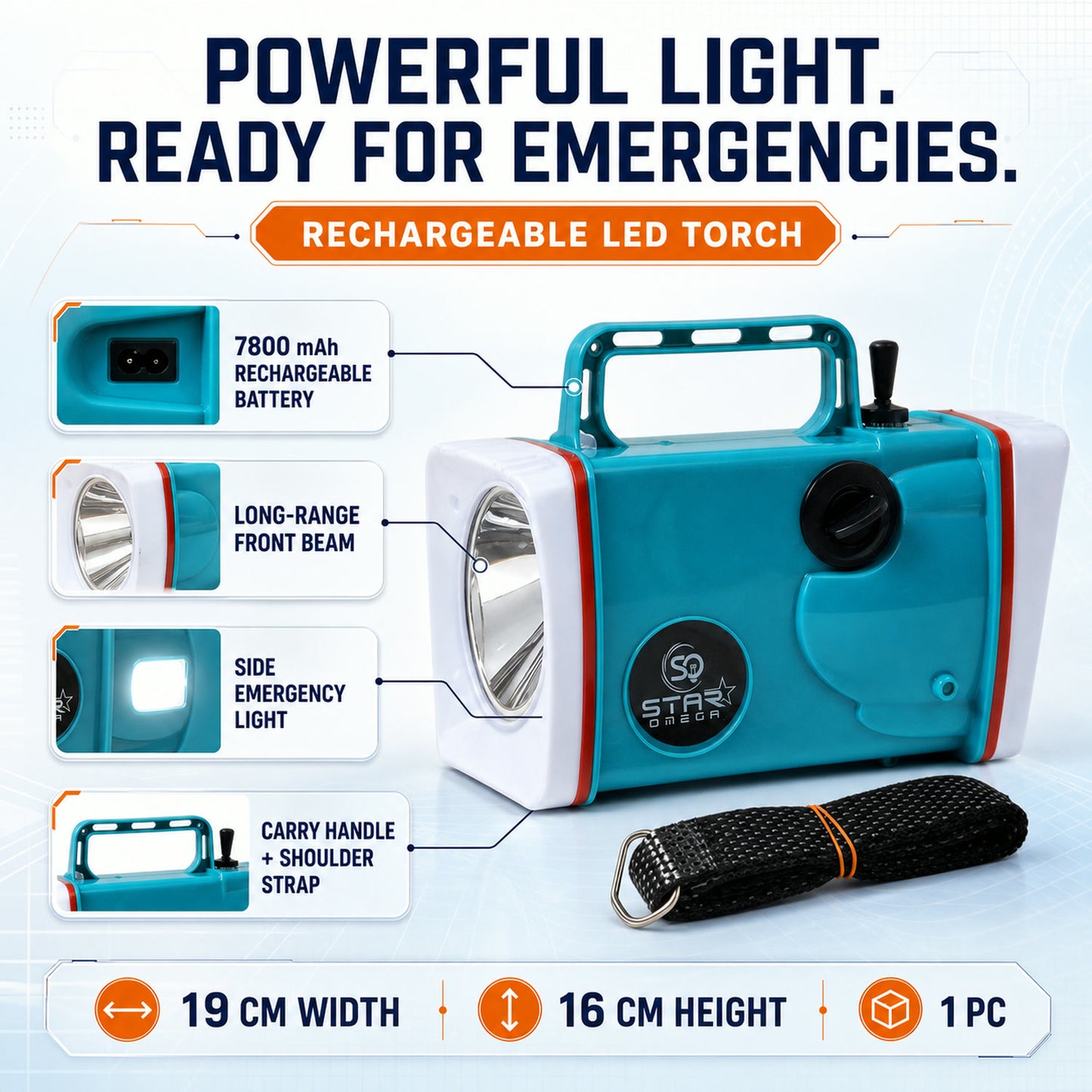 Rechargeable LED Torch – Long-Range, High Brightness & Portable
