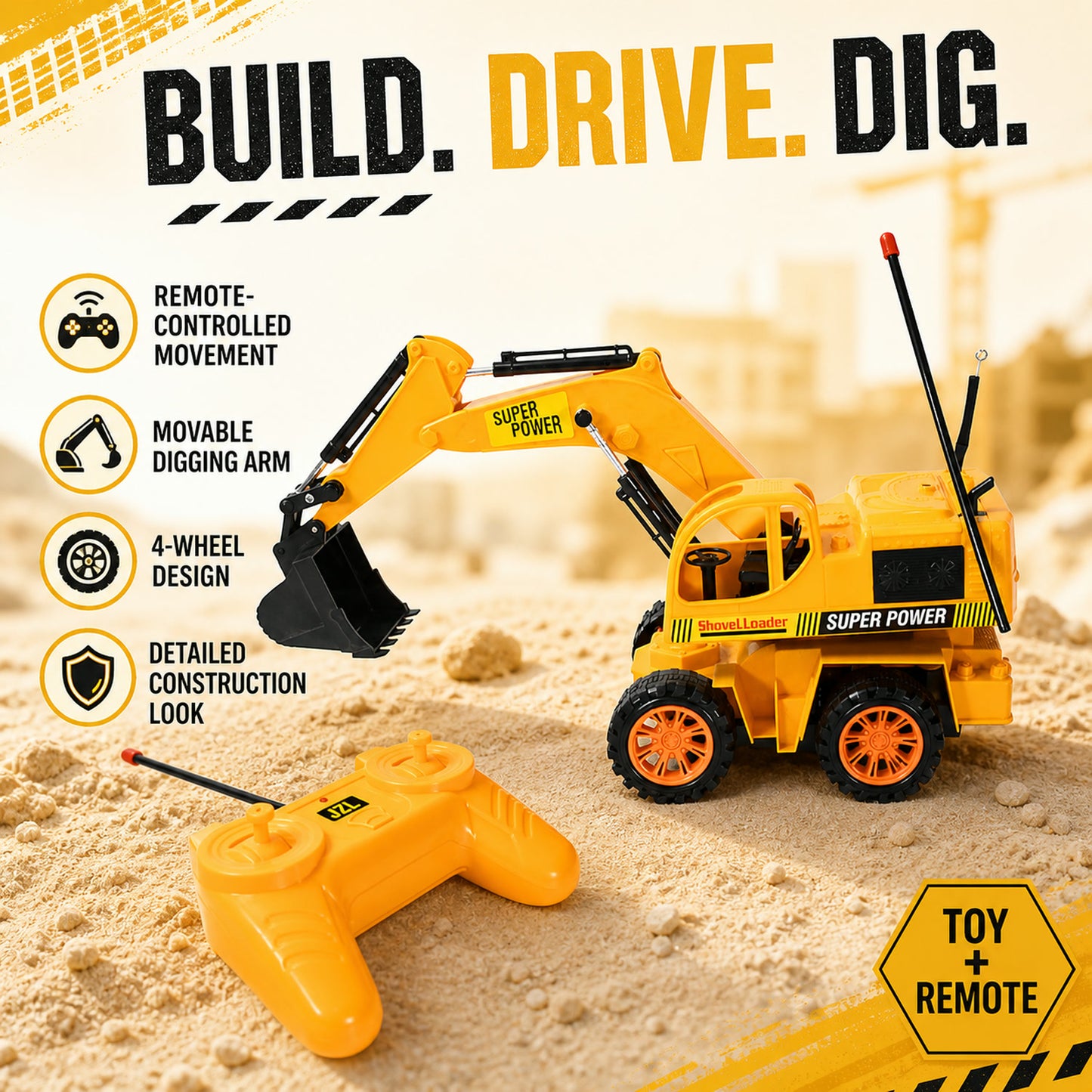 Remote Control JCB Toy – Construction Truck for Kids | Little Blocks