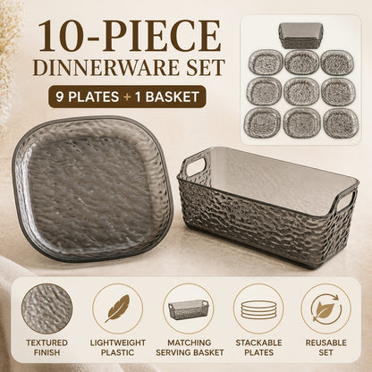 Reusable Plastic Dinner Plates Set – Durable & Lightweight 10-Pc