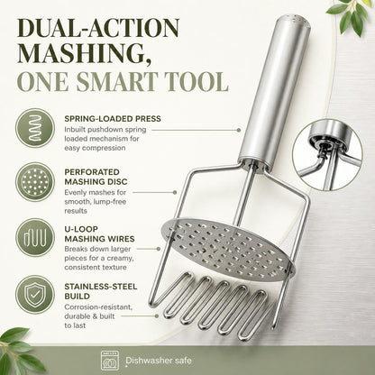 Stainless Steel Masher – Durable Hand Smasher for Kitchen | Mini Bubbles