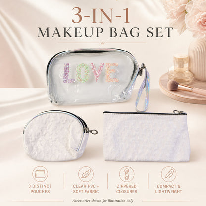 3-in-1 Makeup Bag Set – Compact & Stylish Travel Organizer