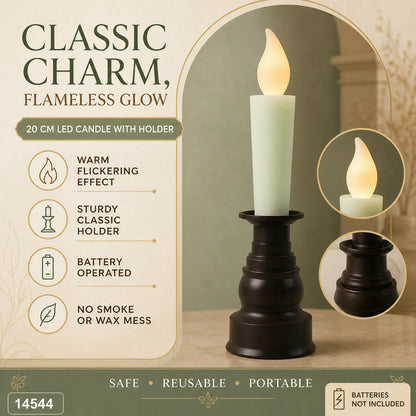 LED Flameless Candle with Holder – Elegant Flickering Light