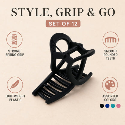 Plastic Hair Clamp – Durable Matte Finish Barrette Clip Set