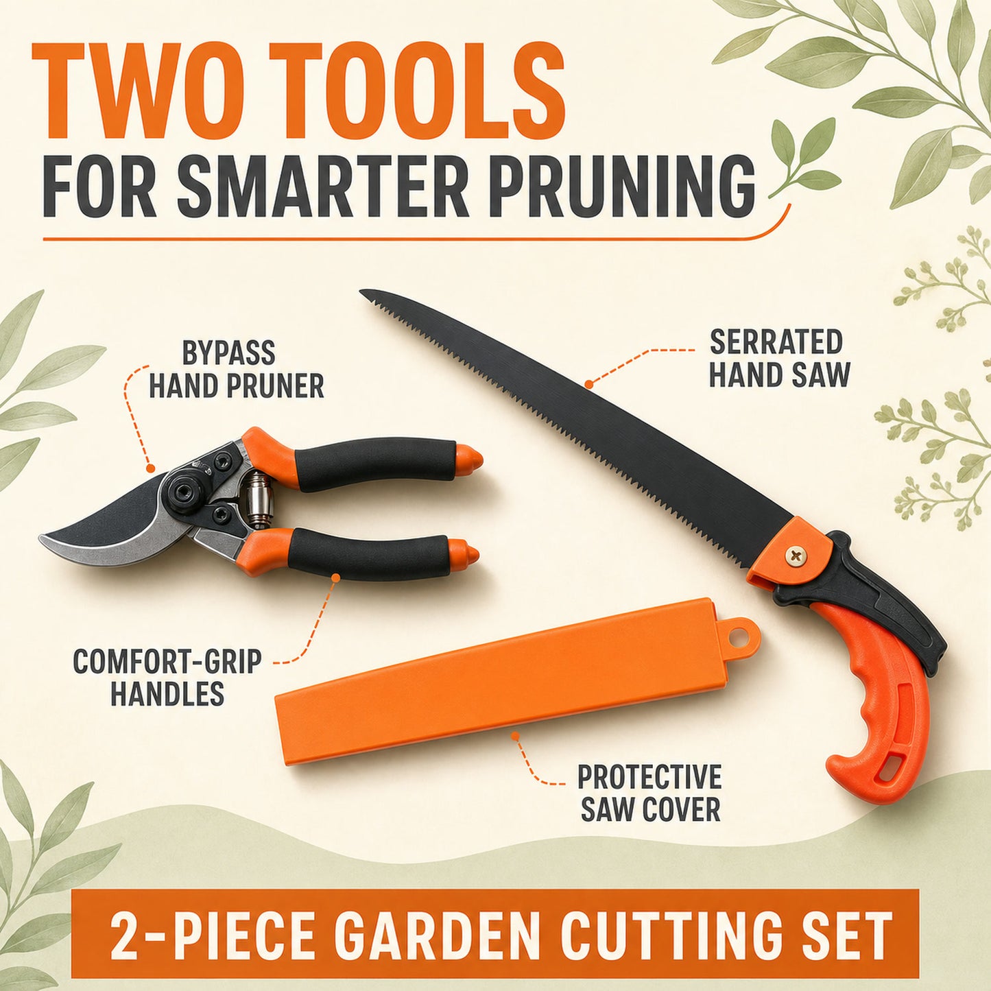 Garden Pruning Tool Combo – Heavy Duty Saw & Sharp Shears