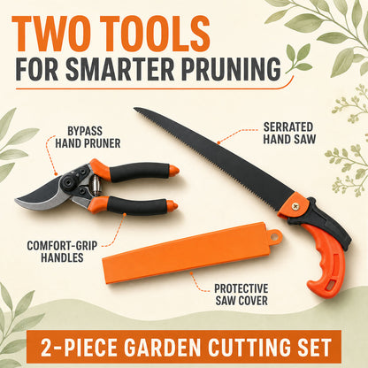 Garden Pruning Tool Combo – Heavy Duty Saw & Sharp Shears