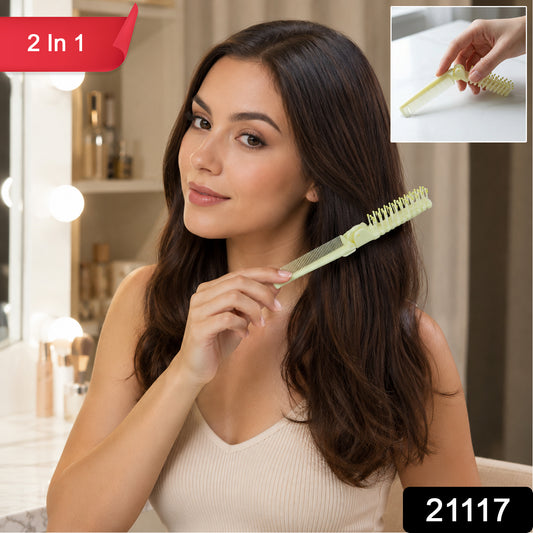 Compact portable foldable hair comb and brush closed