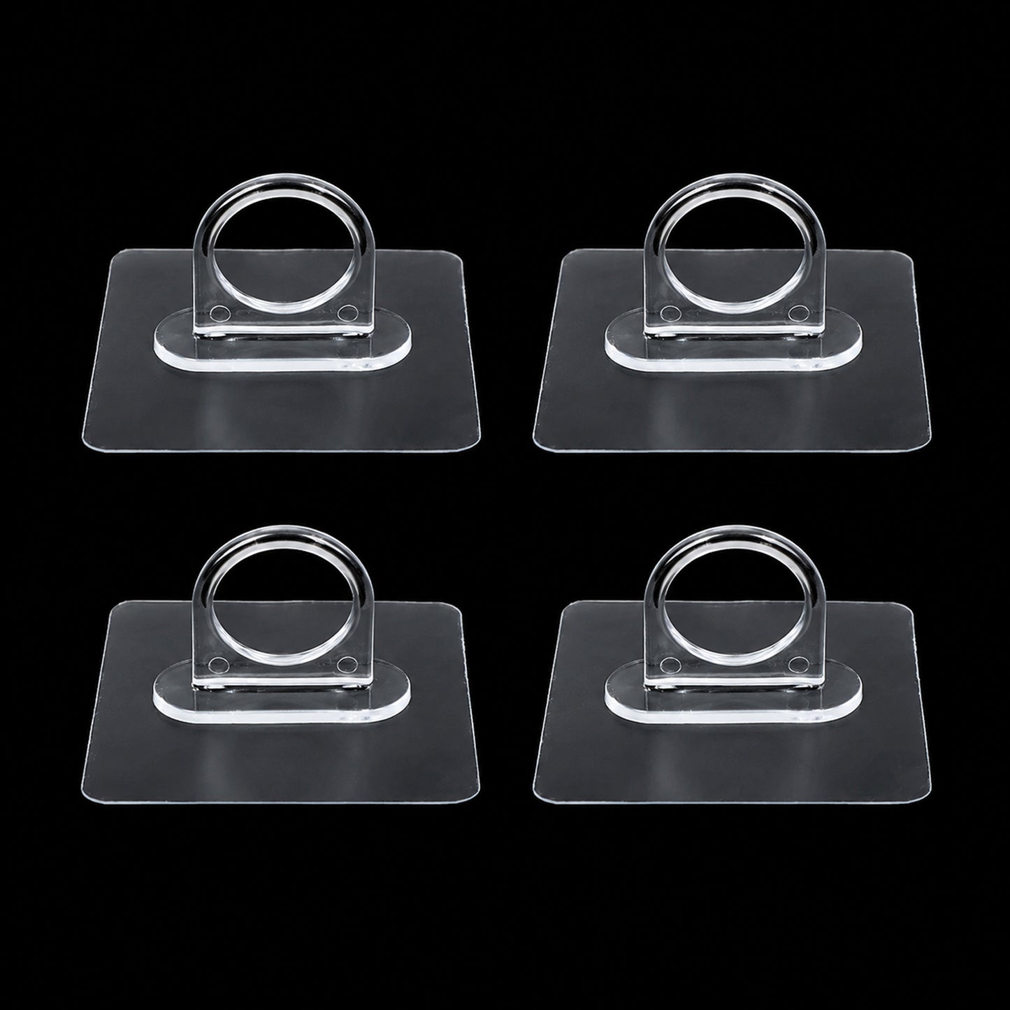 Adhesive plastic wall hook 4-piece set mounted on wall