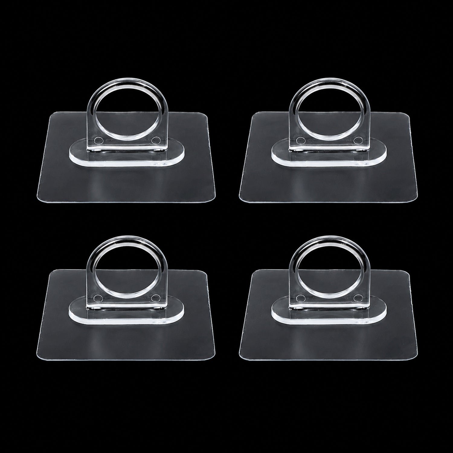 Adhesive plastic wall hook 4-piece set mounted on wall