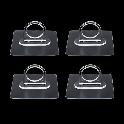 Adhesive plastic wall hook 4-piece set mounted on wall