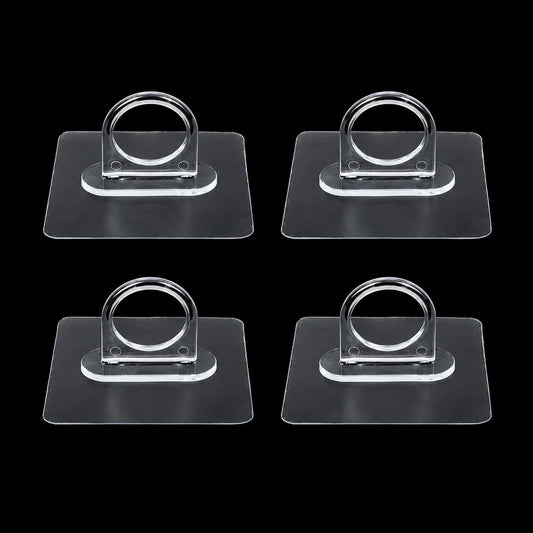 Adhesive plastic wall hook 4-piece set mounted on wall