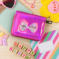 Kids Wallet – Vibrant Holographic Zip Closure with Glitter Bow