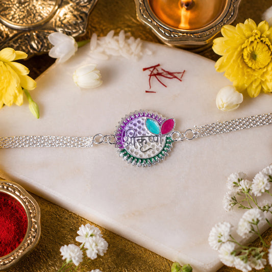 Soft thread and decorative design of Rakhi bracelet for festival