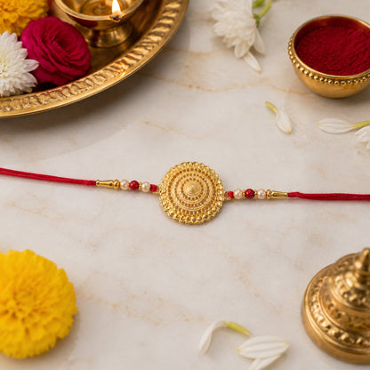 Traditional Rakhi decorated with pearl beads