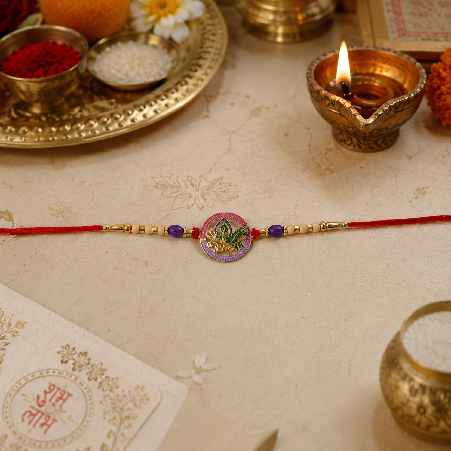 Traditional Raksha Bandhan rakhi with soft thread