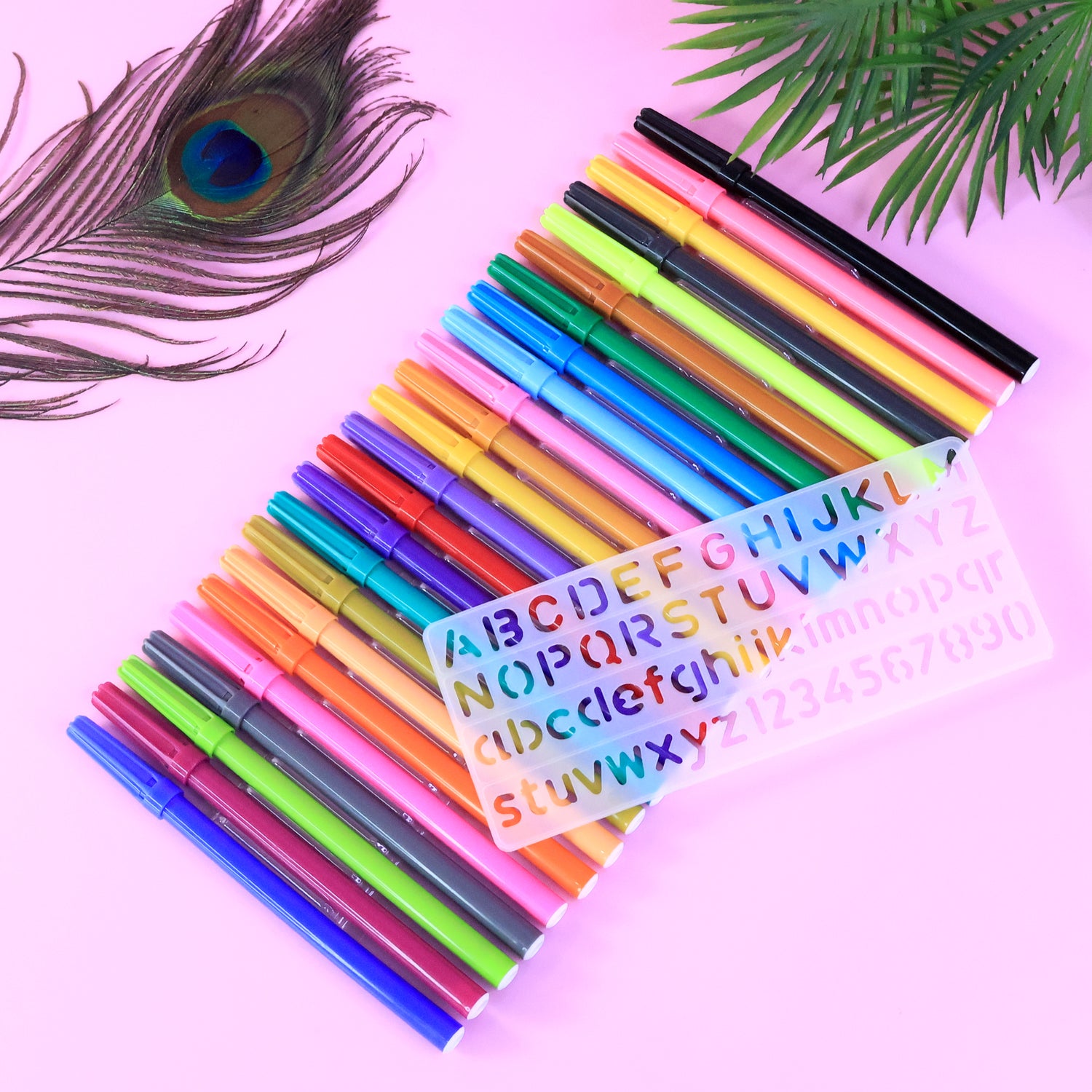 Camel Sketch Pens color with stantil alphabet – 24 Shades