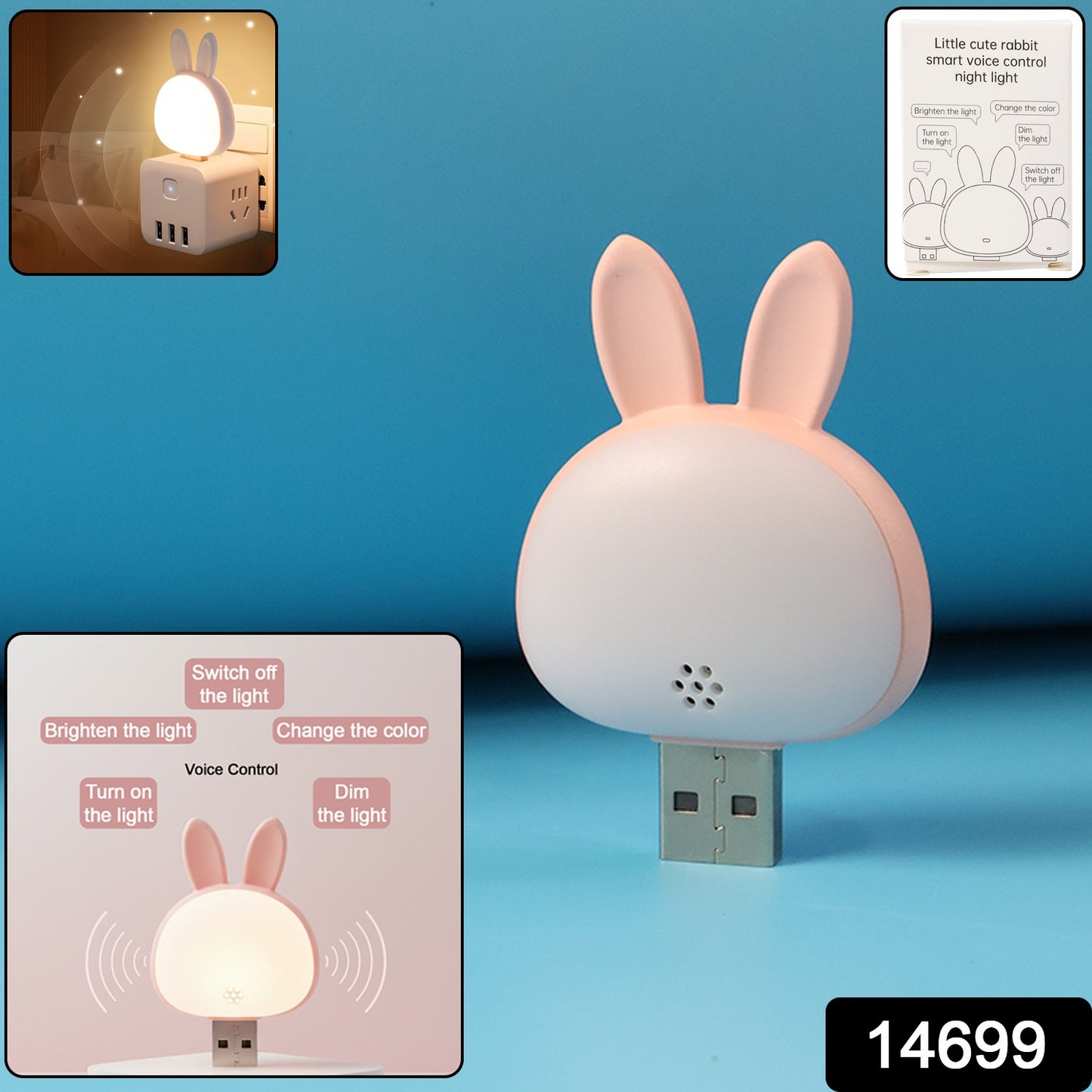 Cute USB Rabbit Night Light with Sound / Voice Activation