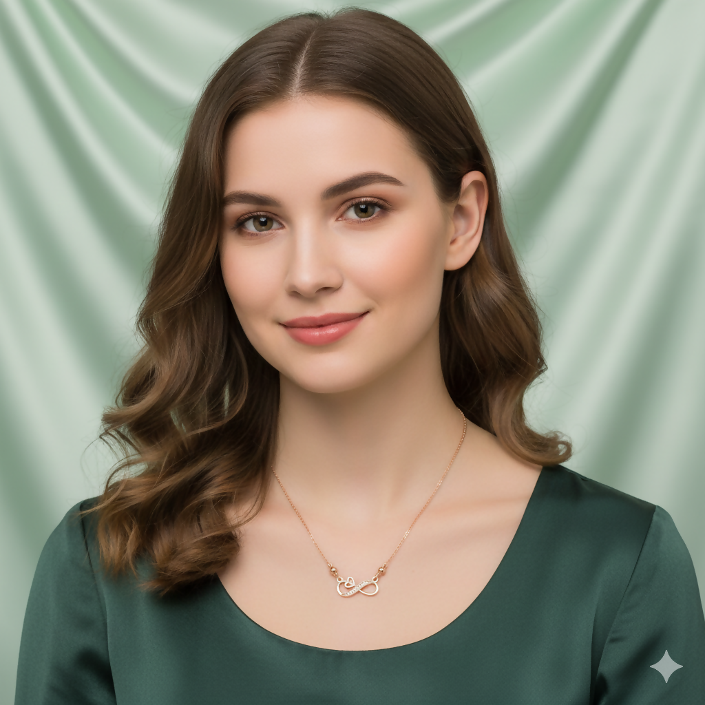 Rose Gold Infinity Heart Necklace with AD For women and girls