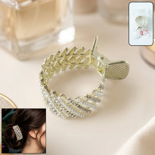 Premium Pearl Studded Metal Hair Claw Clip (1 Pc)