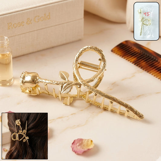 Elegant Gold Rose Design Hair Claw Clip (1 Pc)